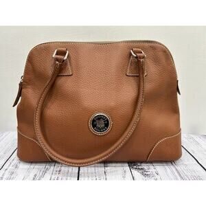 Dooney & Bourke Womens Domed Satchel Shoulder Bag Zip Around Pebble Leather Tan